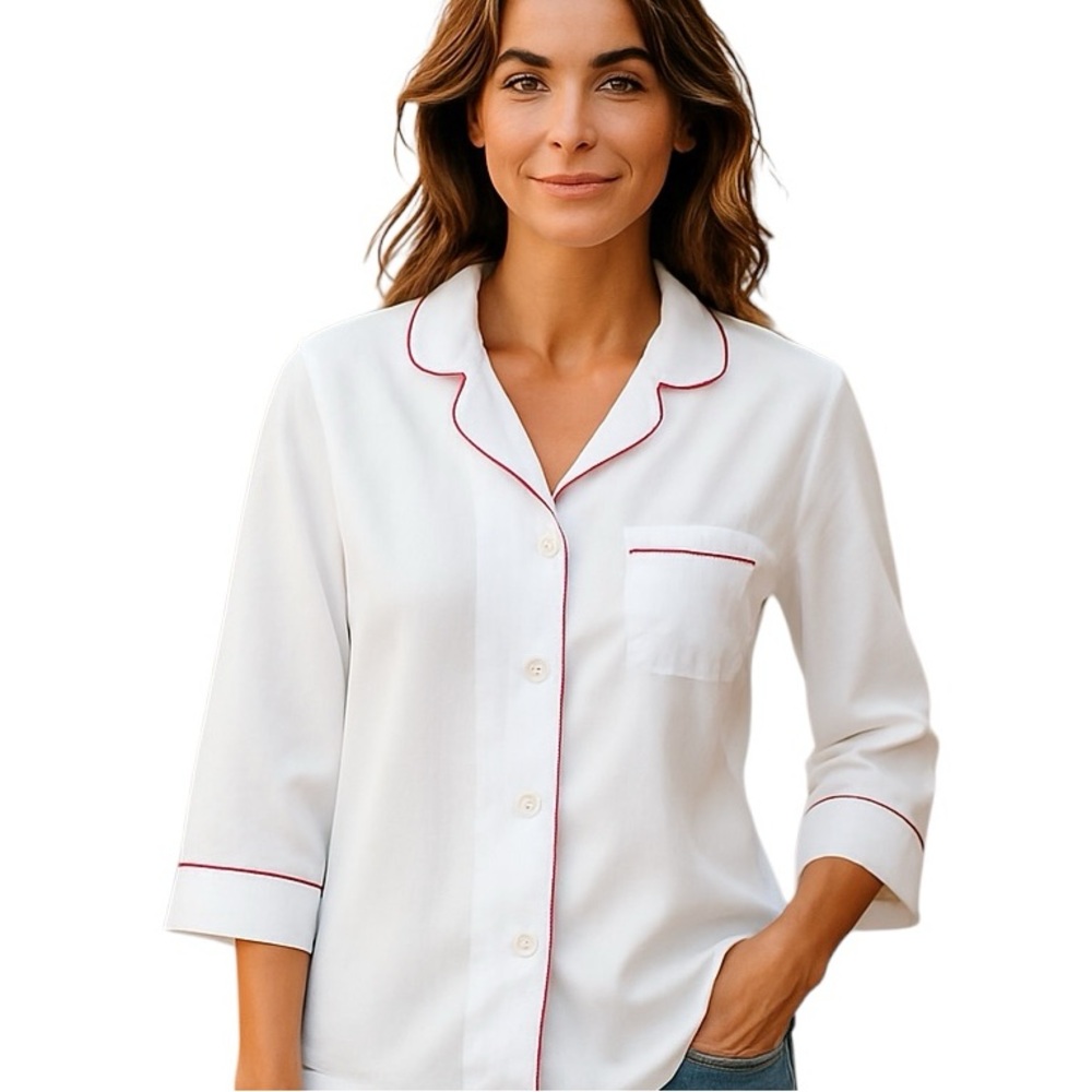 KATE SPADE COTTON PAJAMA SLEEPWEAR BUTTON DOWN TOP S/M